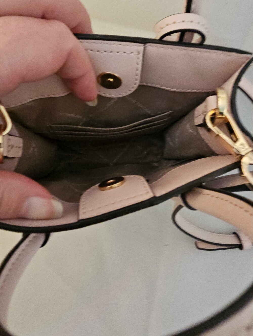 Michael Kors Cream and Pink Signature Mini Crossbody Tote - Picture 8 of 9